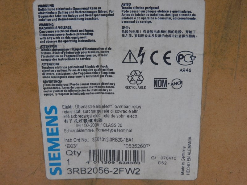 SIEMENS 3RB2056-2FW2 600V 50-200A NSMP