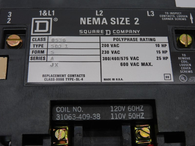 SQUARE D 8536SD01V02 SER. A 110/120V NSMP