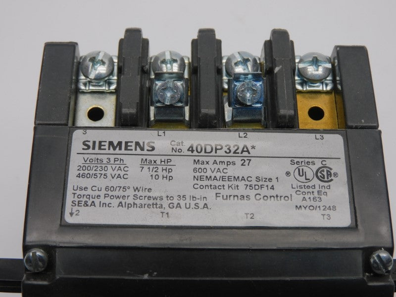 SIEMENS 40DP32A* SER. C 600VAC 27A (NO COIL) NSNP