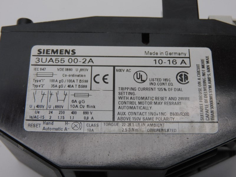 SIEMENS 3UA5500-2A 690V 10-16A (AS PICTURED) NSMP