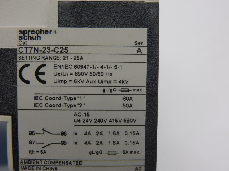 SPRECHER+SCHUH CT7N-23-C25 SER. A 690V 21-25A NSMP