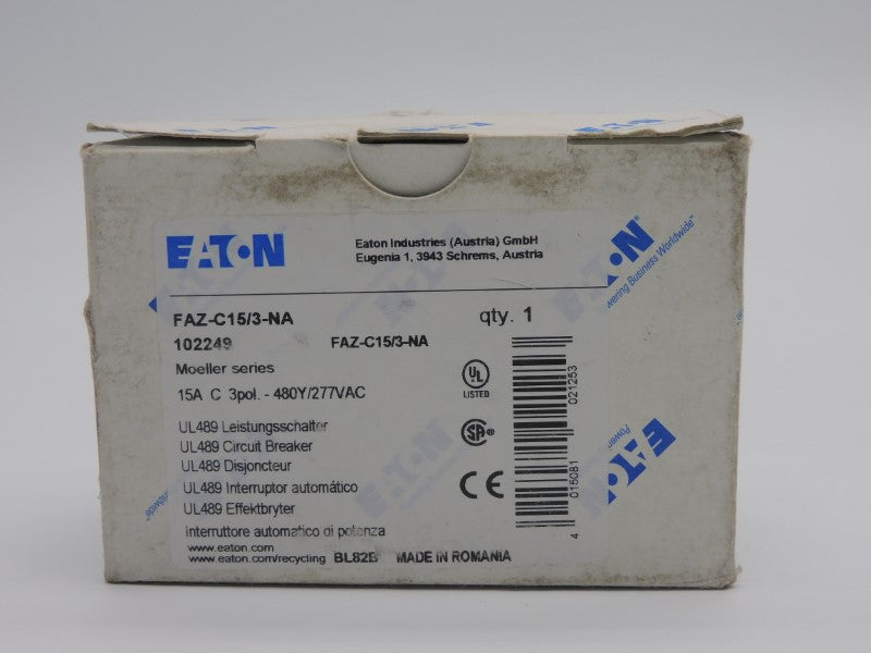 EATON FAZ-C15/3-NA 102249 277VAC 15A NSMP