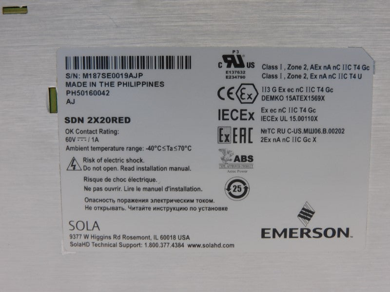 EMERSON SDN2X20RED 12-28VDC 40A NSNP