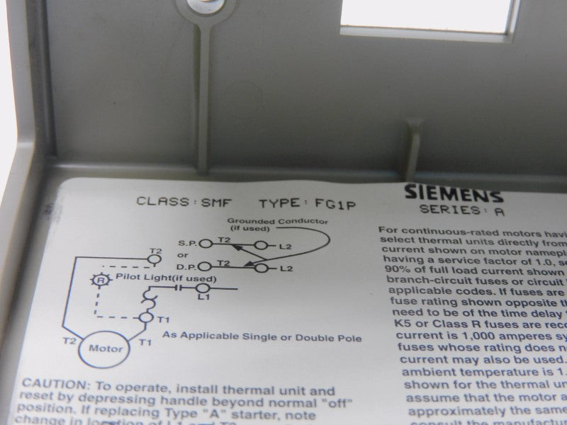 SIEMENS SMFFG1P SER. A 277VAC NSMP