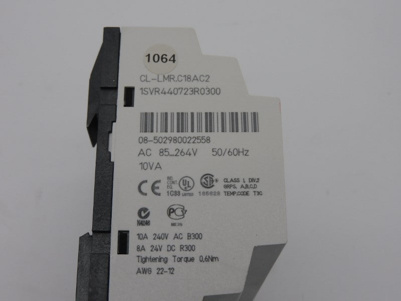 ABB 1SVR440723R0300 CL-LMR.C18AC2 85-264VAC 10A NSMP