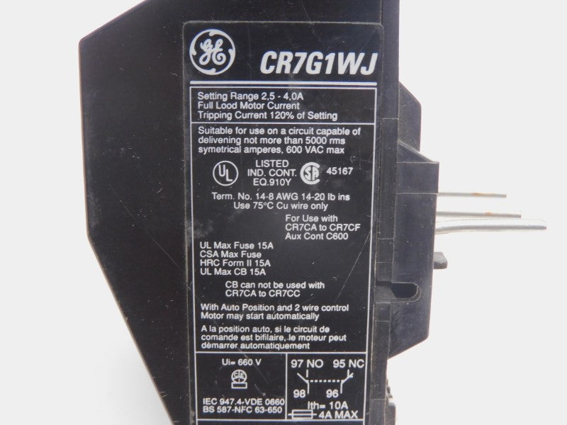 GENERAL ELECTRIC CR7G1WJ 600VAC 2.5-4.0A UNMP