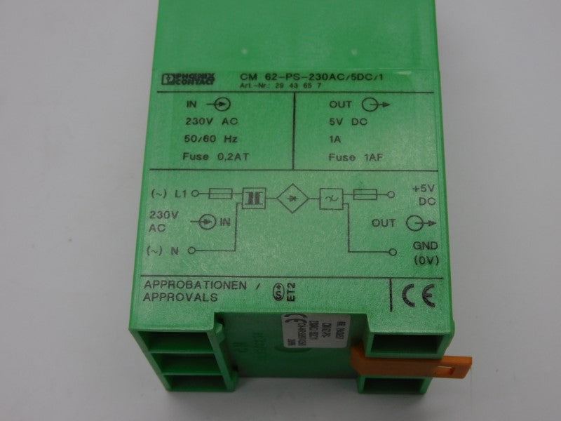 PHOENIX CONTACT CM62-PS-230AC/5DC/1 2943657 230VAC 1A NSMP