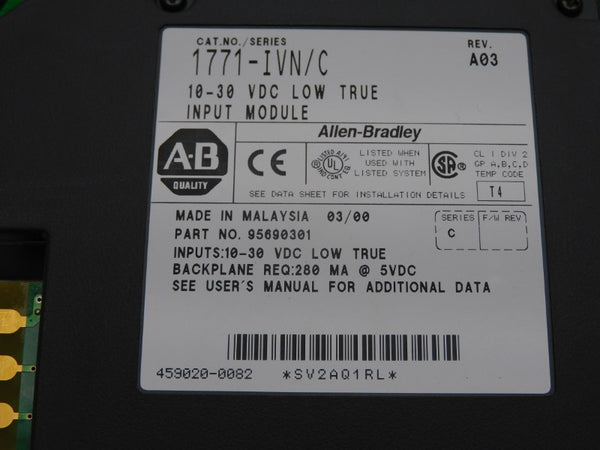 ALLEN BRADLEY 1771-IVN SER. C REV. A03 10-30VDC UNMP