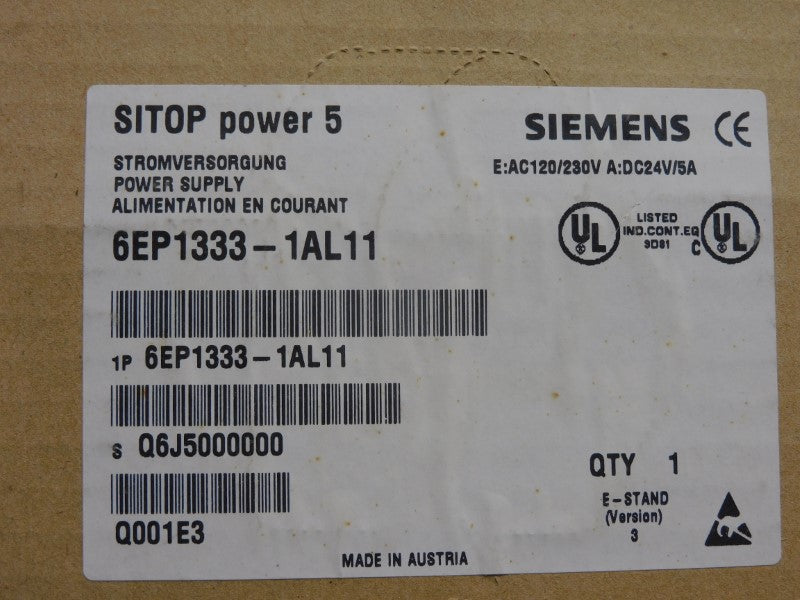 SIEMENS 6EP1333-1AL11 VER. 3 120/230VAC 5A NSMP