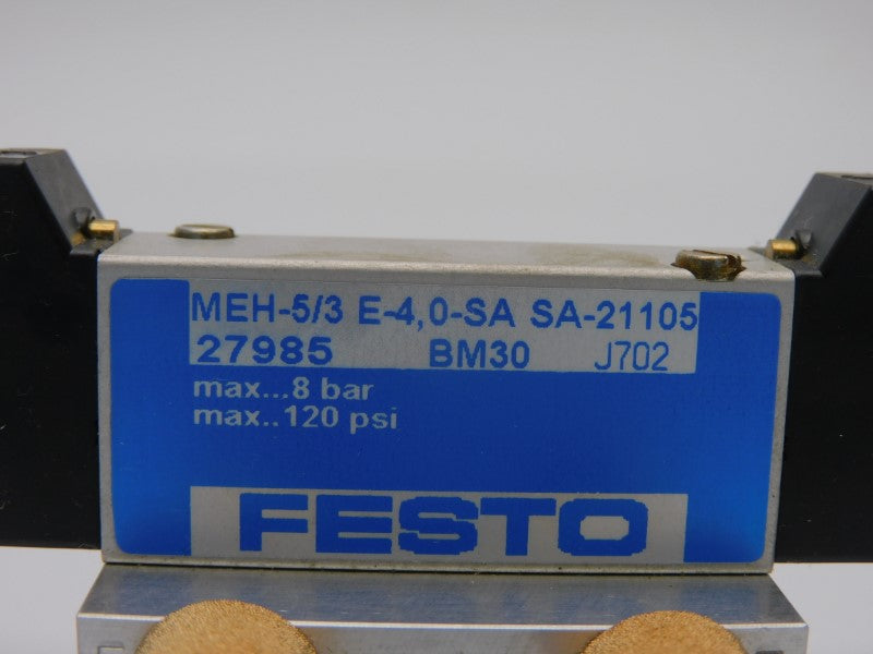 FESTO MEH-5/3E-4.0-SA 27985 24VDC 120PSI NSMP