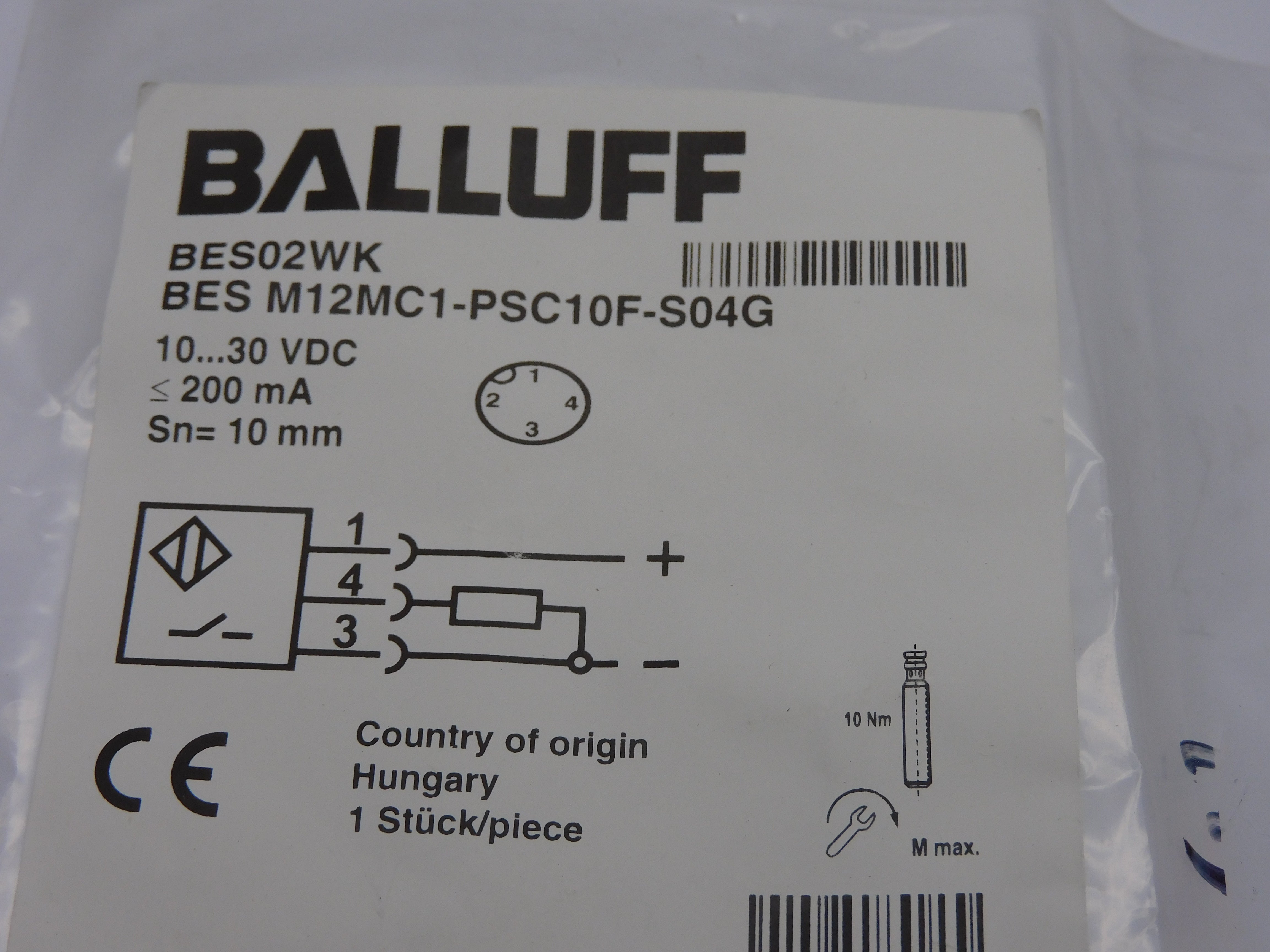 BALLUFF BESM12MC1-PSC10F-S04G BES02WK 10-30VDC NSMP