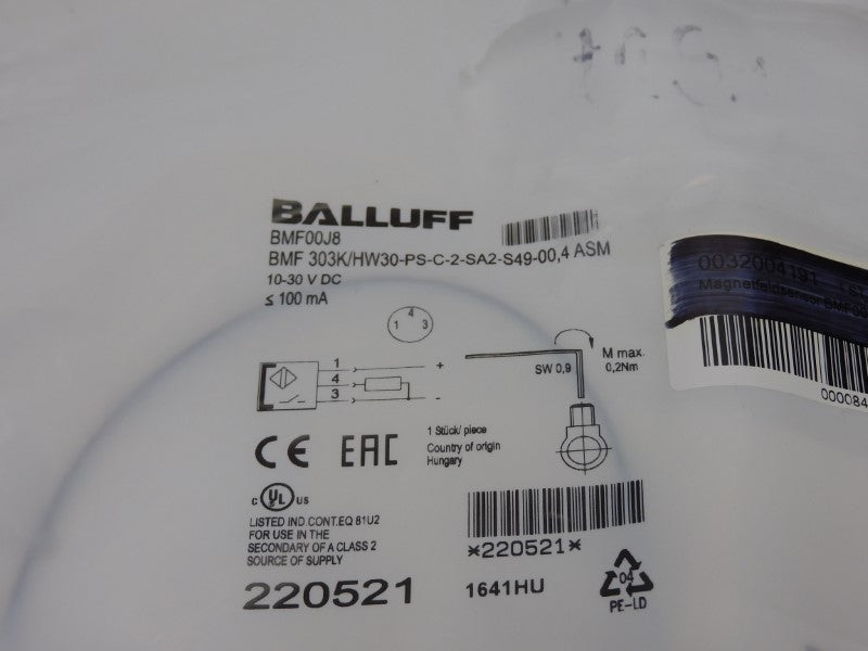 BALLUFF BMF303K/HW30-PS-C-2-SA2-S49-00.4ASM BMF00J8 10-30VDC NSMP