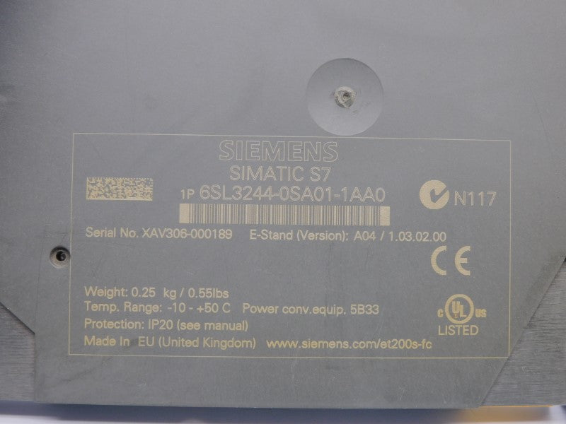 SIEMENS 6SL3244-0SA01-1AA0 VER. A04 (AS PICTURED) UNMP