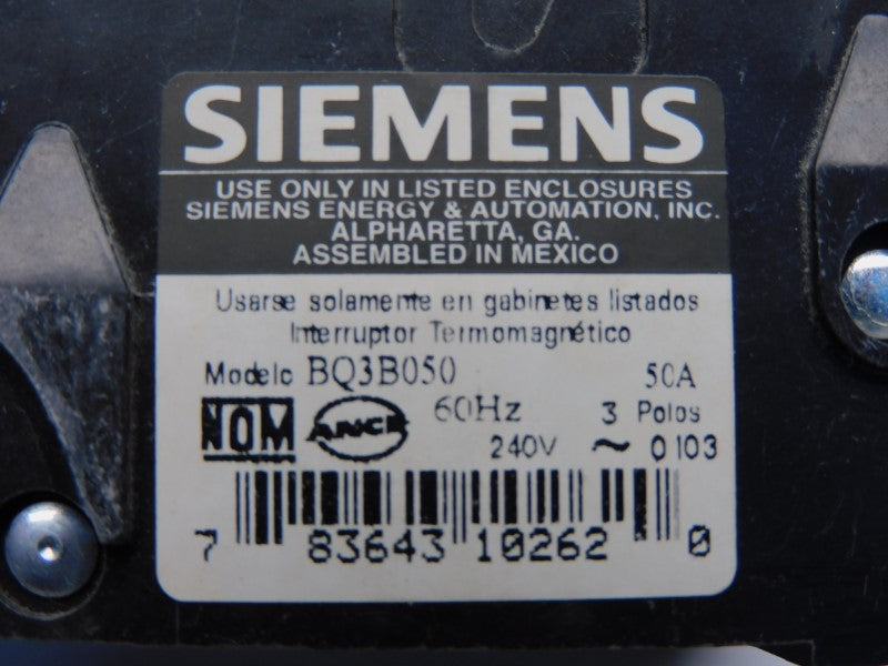 SIEMENS BQ3B050 240V 50A (AS PICTURED) NSNP