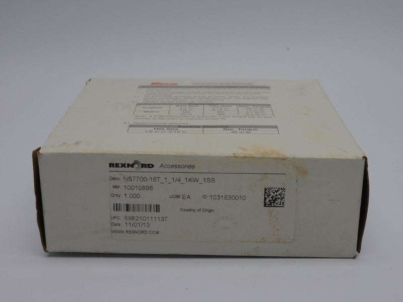 REXNORD NS7700-16T-1-1/4-1KW-1SS 10019896 NSMP