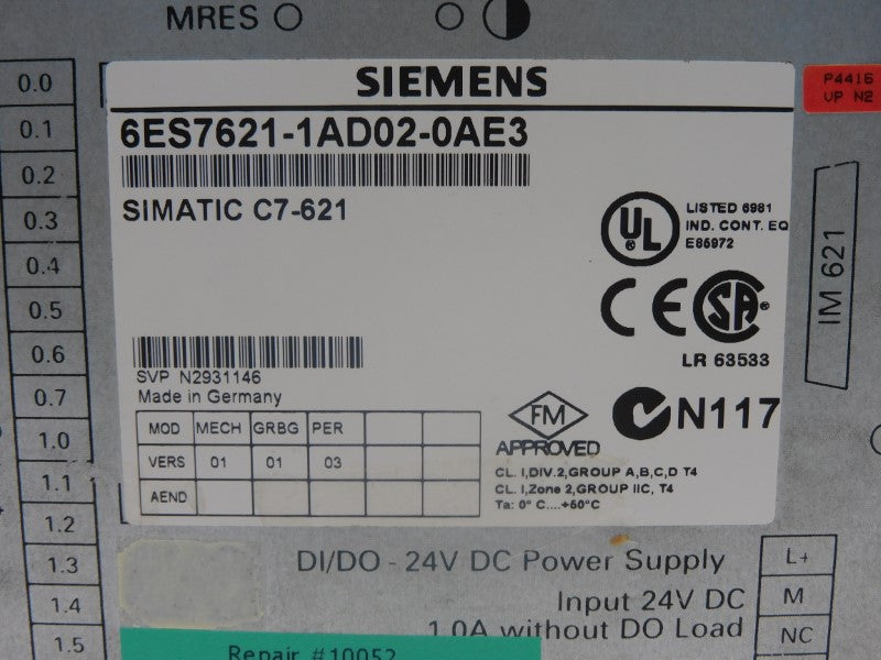 SIEMENS 6ES7621-1AD02-0AE3 24VDC 1.0A UNMP