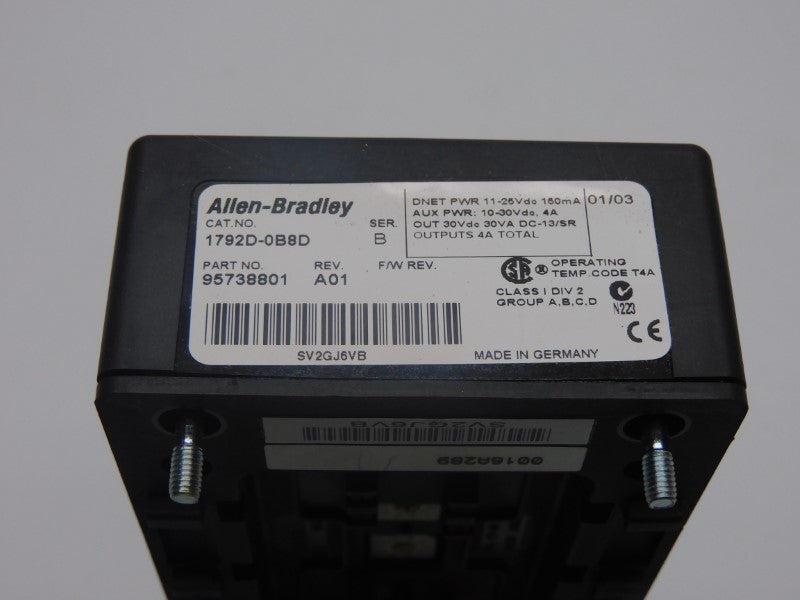 ALLEN BRADLEY 1792D-0B8D SER. B REV. A01 10-30VDC 4A UNMP