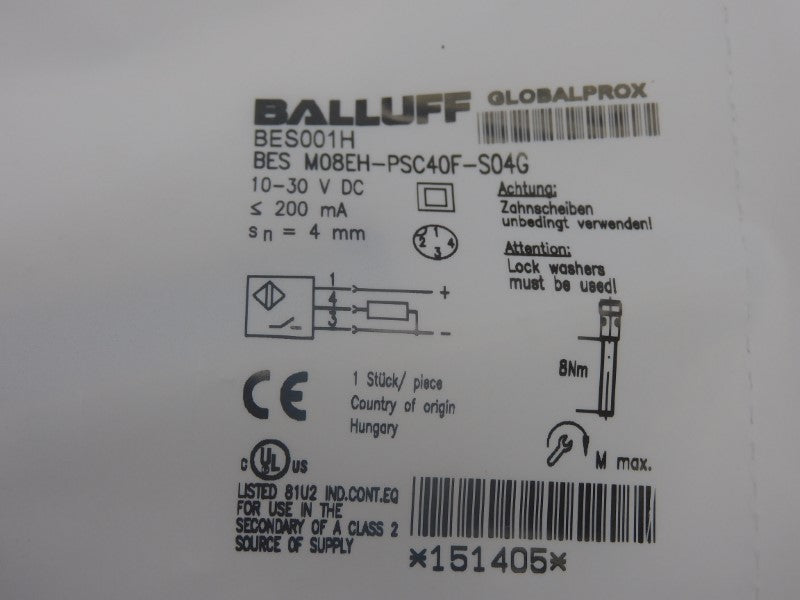 BALLUFF BESM08EH-PSC40F-S04G BES001H 10-30VDC NSMP