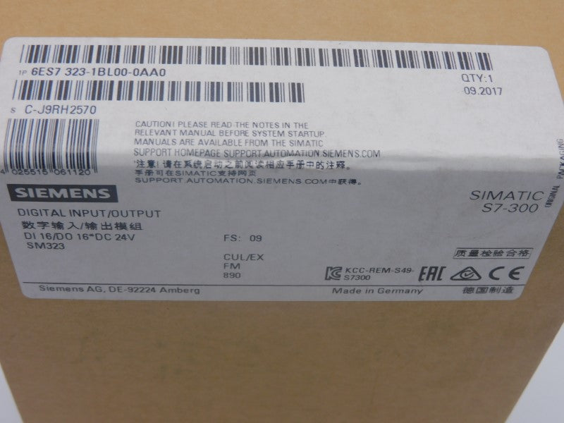 SIEMENS 6ES7323-1BL00-0AA0 F/W 09 24VDC NSFS