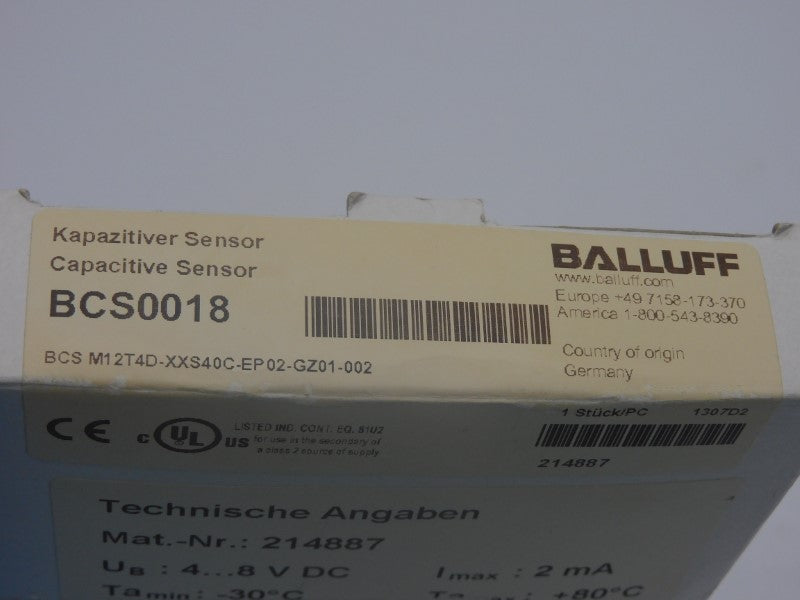 BALLUFF BCSM12T4D-XXS40C-EP02-GZ01-002 BCS0018 4-8VDC NSMP