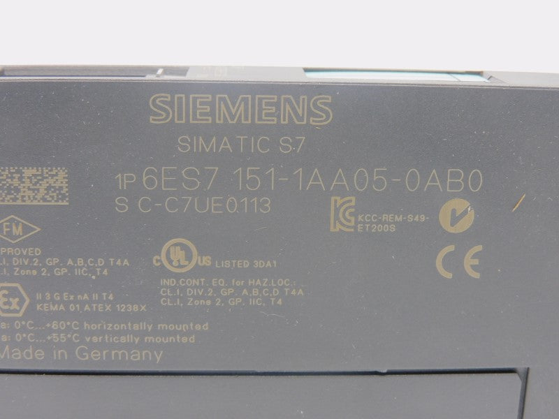 SIEMENS 6ES7151-1AA05-0AB0 F/W V2.2.6 24VDC NSMP