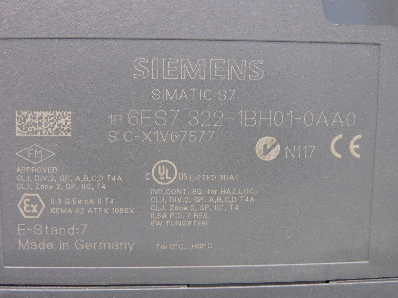 SIEMENS 6ES7322-1BH01-0AA0 VER. 07 24VDC 0.5A NSMP