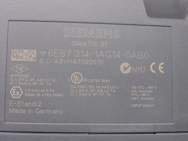 SIEMENS 6ES7314-1AG14-0AB0 F/W V3.0.3 24VDC NSMP