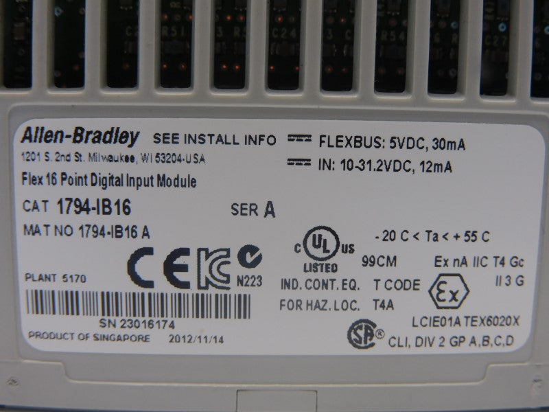 ALLEN BRADLEY 1794-IB16 SER.  A 10-31.2VDC NSNP