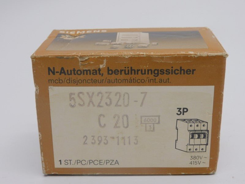SIEMENS 5SX2320-7 380/415V 20A (AS PICTURED) NSMP