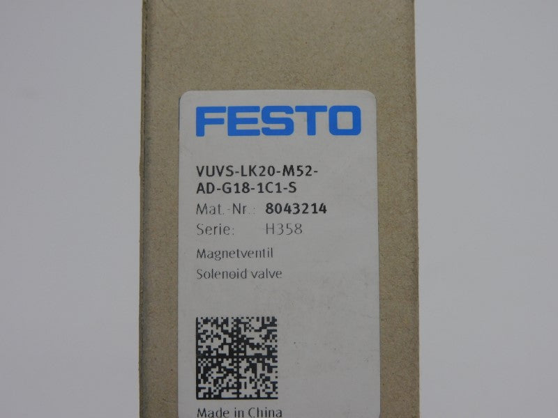 FESTO VUVS-LK20-M52-AD-G18-1C1-S 8043214 24VDC 22-116PSI NSMP