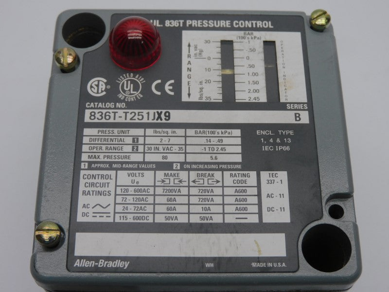 ALLEN BRADLEY 836T-T251JX9 SER. B 120-600VAC 60A (AS PICTURED) UNMP