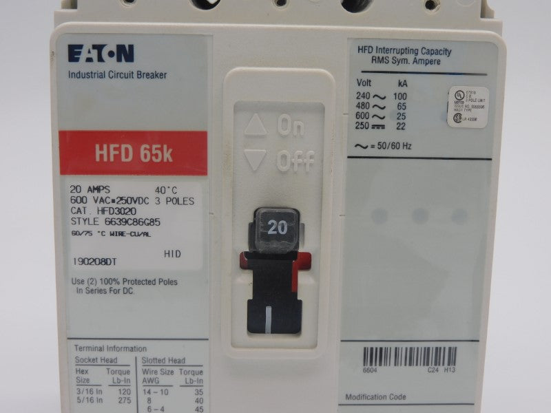 EATON HFD3020 600VAC 20A UNMP