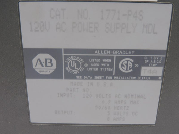 ALLEN BRADLEY 1771-P4S 120VAC 8A REMAN