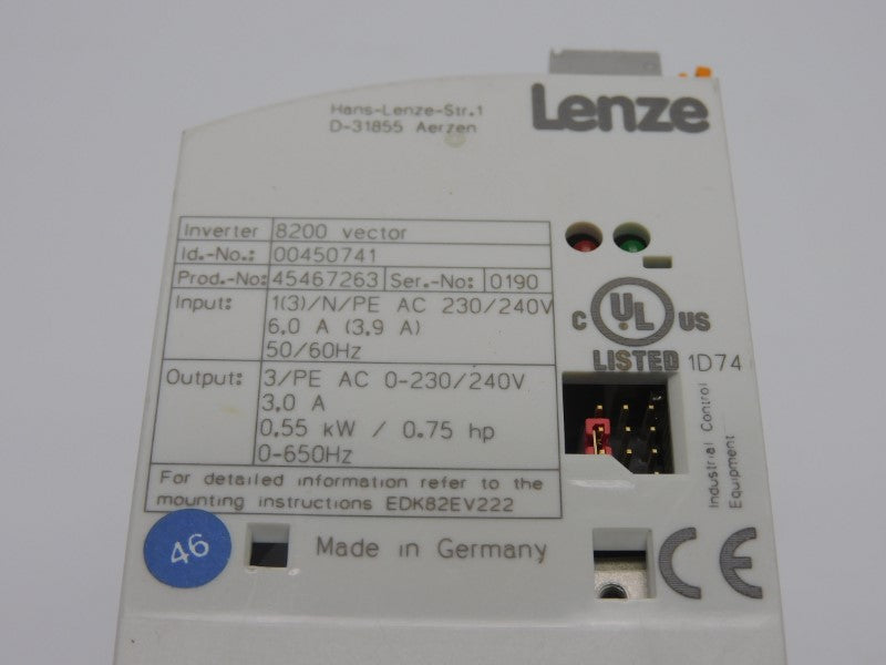 LENZE E82EV551S2B 230/240V 6.0A UNMP