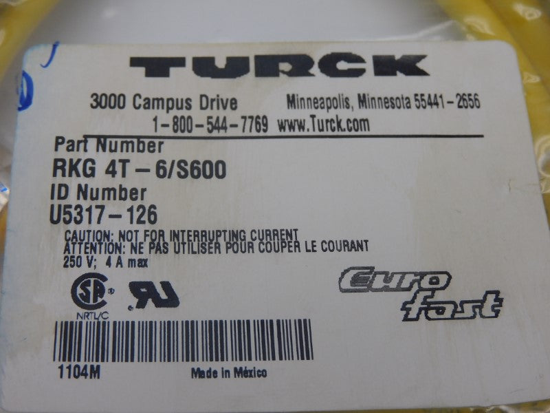 TURCK RKG4T-6/S600 U5317-126 250V 4A NSMP