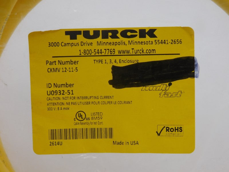 TURCK CKMV12-11-5 U0932-51 300V 8A NSMP