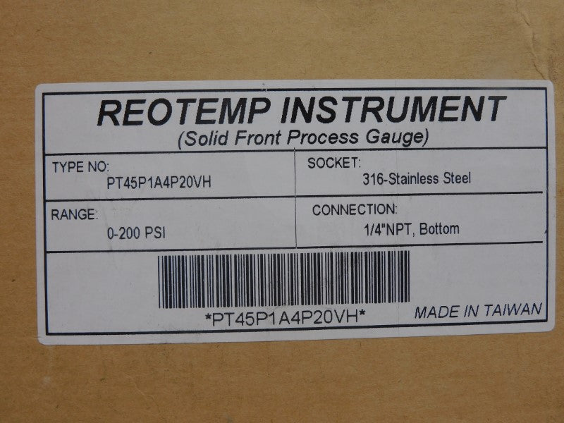 REOTEMP INSTRUMENT PT45P1A4P20VH 0-200PSI NSMP