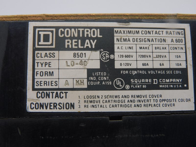 SQUARE D 8501L040 SER. A 120-600V 60A UNMP