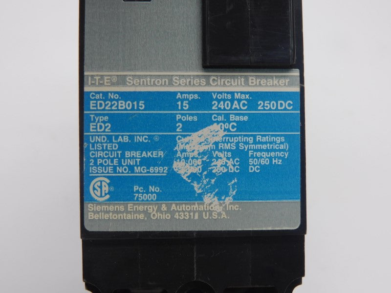 I-T-E ED22B015 250VDC 15A UNMP
