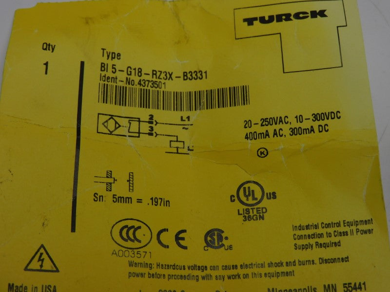 TURCK BI5-G18-RZ3X-B3331 4373501 10-300VDC UNMP