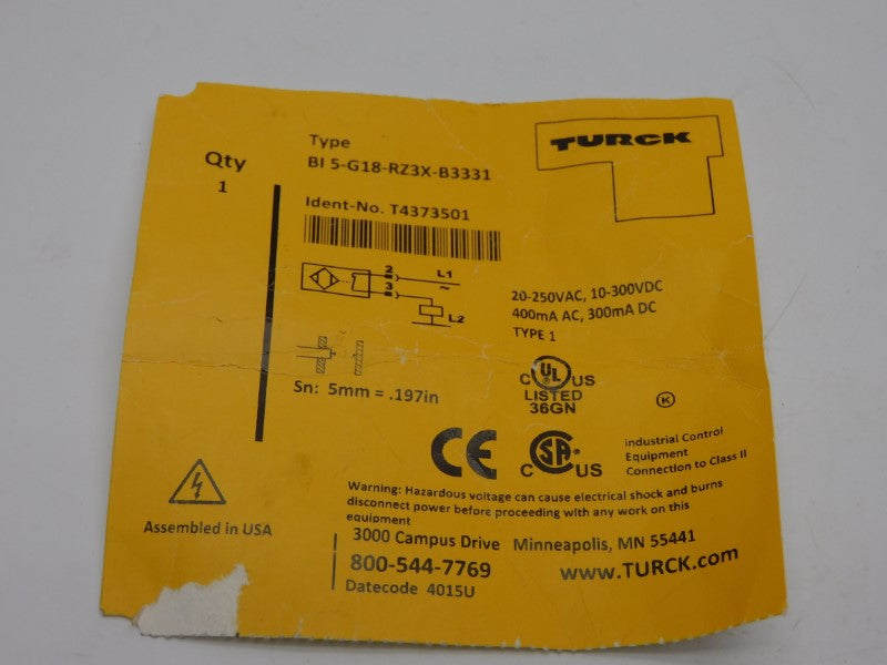 TURCK BI5-G18-RZ3X-B3331 T4373501 10-300VDC UNMP
