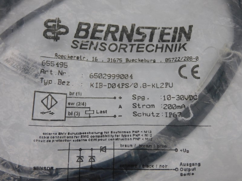 BERNSTEIN KIB-D04PS/0.8-KL2PU 6502999004 10-30VDC NSMP