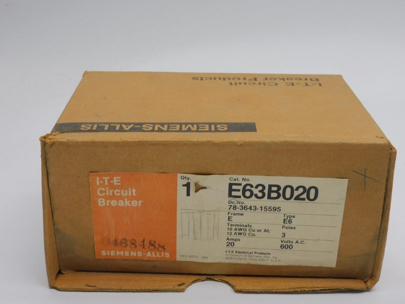 I-T-E E63B020 600V 20A (AS PICTURED) NSMP
