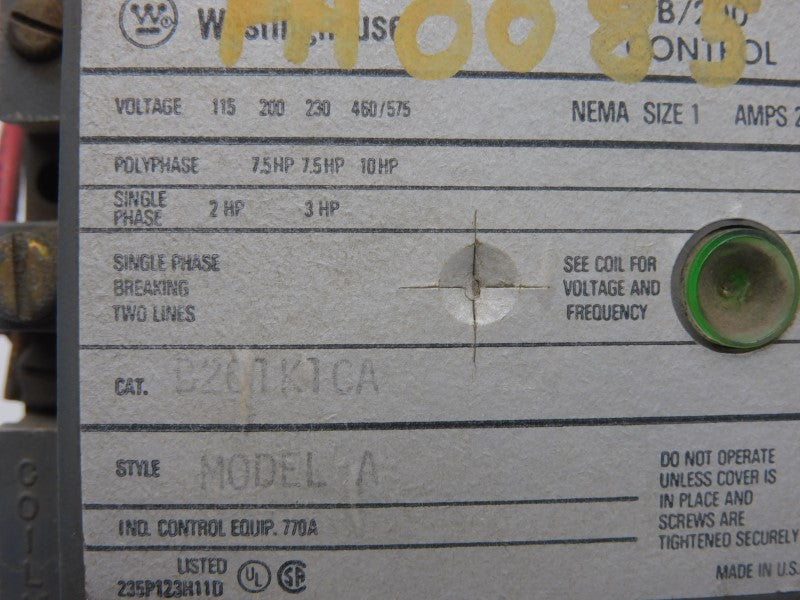 WESTINGHOUSE B201K1CA 110/120V 27A UNMP