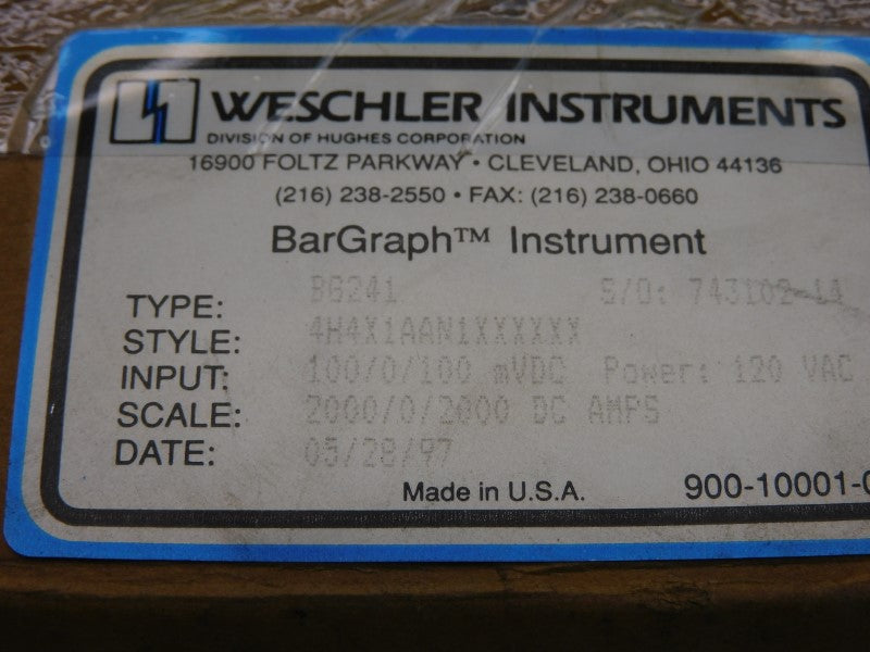 WESCHLER INSTRUMENTS 4H4X1AAN1XXXXXX BG241 2000/0/2000DCA NSMP