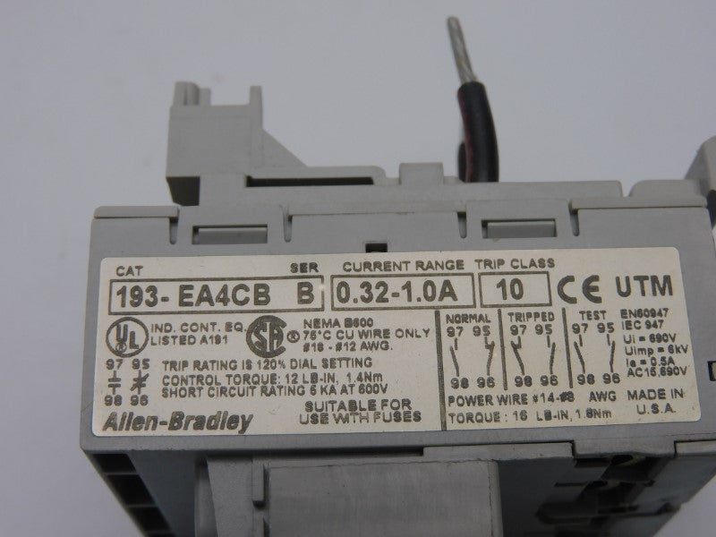 ALLEN BRADLEY 193-EA4CB SER. B 0.32-1.0A 690V UNMP