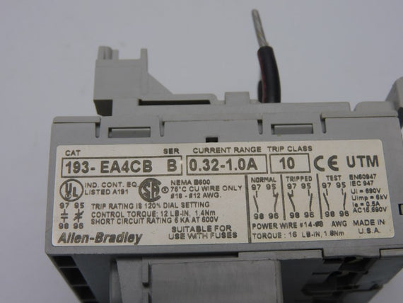 ALLEN BRADLEY 193-EA4CB SER. B 0.32-1.0A 690V UNMP