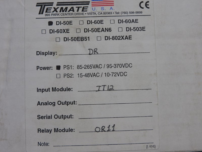 TEXTMATE DI-50E-DR-PS1-IT12 95-370VDC 10A NSMP