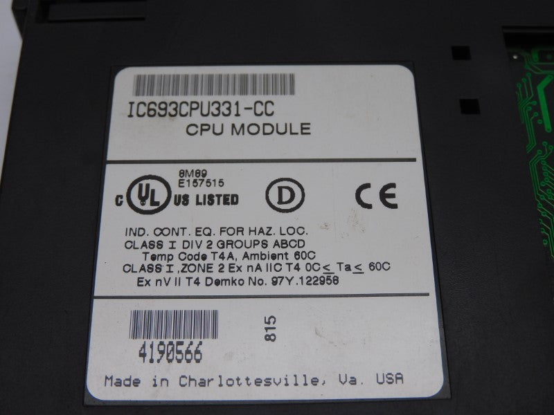 FANUC IC693CPU331-CC (NO COVER) UNMP