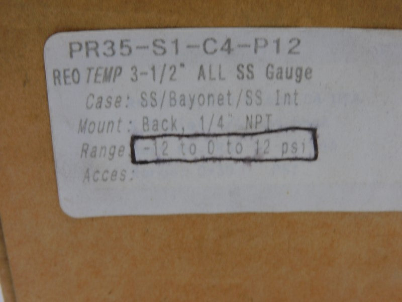 REOTEMP PR35-S1-C4-P12 0-12PSI NSMP